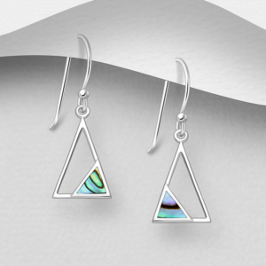 Boucles d'oreilles Triangles en argent 925ème et nacre d'ormeau