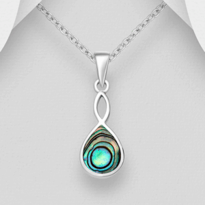 Pendentif Infinity en argent 925ème et Nacre d'Ormeau