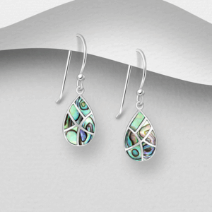 Boucles d'oreilles Mozaic en argent 925ème et Nacre d'Ormeau