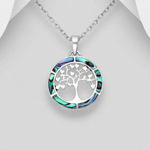 Pendentif Arbre de Vie en argent 925ème et Nacre d'Ormeau