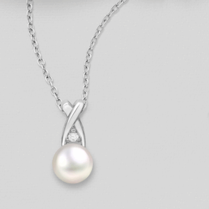 Pendentif en argent 925ème et Perle naturelle d'eau douce, zyrconium