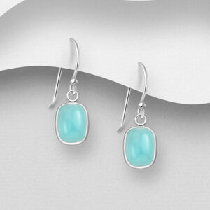 Boucles d'oreilles en argent 925ème et Calcédoine bleu clair