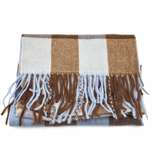 Echarpe sensation de Cashmire bleu et marron