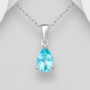 Pendentif en argent 925ème et Topaze Bleu Ciel