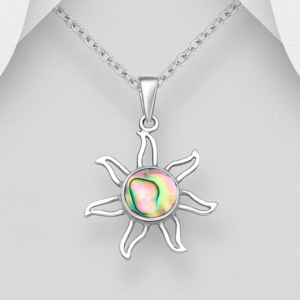 Pendentif Soleil en argent 925ème et Nacre d'Ormeau