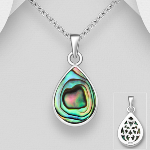 Pendentif Goutte en argent 925ème et Nacre d'Ormeau