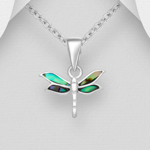 Pendentif Libellule en argent 925ème et Nacre d'Ormeau