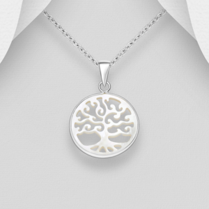 Pendentif Arbre de Vie en argent 925ème et Nacre Blanche