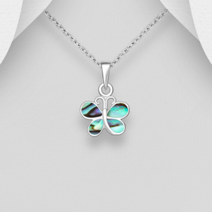 Pendentif Papillon en argent 925ème et Nacre d'Ormeau