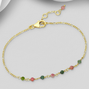 Bracelet en argent 925ème plaqué or 18k et Tourmalines multicolores