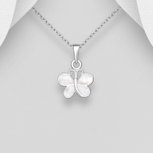 Pendentif Papillon en argent 925ème et Nacre Blanche