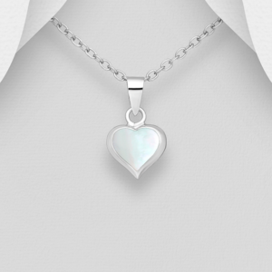Pendentif Coeur en argent 925ème et Nacre Blanche