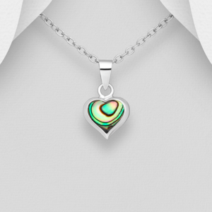 Pendentif Coeur en argent 925ème et Nacre d'Ormeau