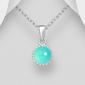 Pendentif en argent 925ème et Calcédoine Bleu Ciel