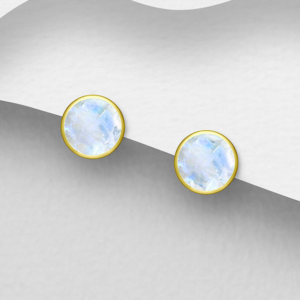 Boucles d'oreilles en argent 925ème plaqué or 18k et Pierres de Lune