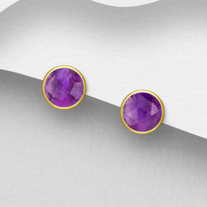 Boucles d'oreilles en argent 925ème plaqué or 18k et Améthystes