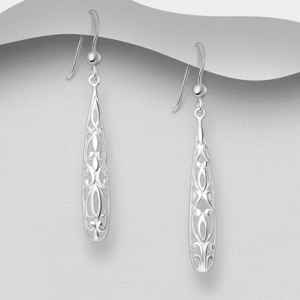Boucles d'oreilles gouttes ajourées en argent 925ème