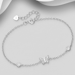 Bracelet Papillons en argent 925ème et Zyrconium