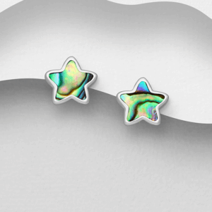 Boucles d'oreilles Etoile en argent 925ème et Nacre d'Ormeau