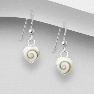 Boucles d'oreilles Coeurs en argent 925ème et Oeil de Ste Lucie