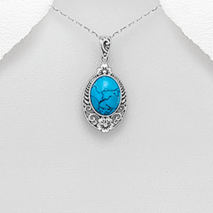 Pendentif en argent 925ème et Turquoise