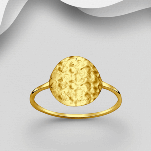 Bague en argent 925ème plaqué or 18k dessus martelé