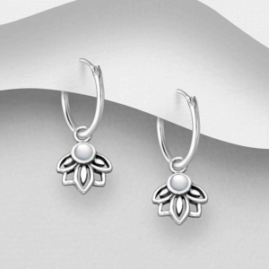 Boucles d'oreilles en argent 925ème et Nacre blanche