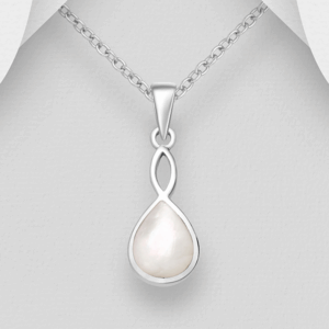 Pendentif Infinity en argent 925ème et Nacre blanche
