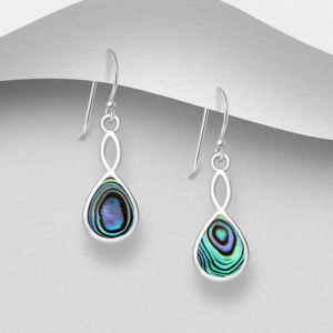 Boucles d'oreilles Infinity en argent 925ème et Nacre d'Ormeau