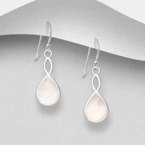 Boucles d'oreilles Infinity en argent 925ème et Nacre blanche