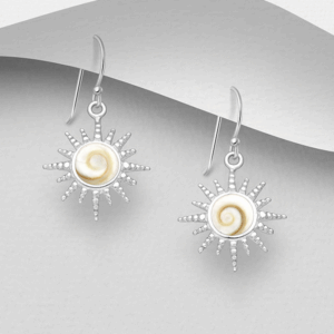 Boucles d'oreilles Soleil en argent 925ème et Oeil de Shiva