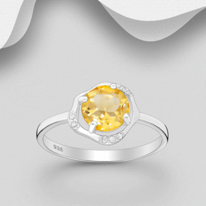 Bague en argent 925ème, Citrine et zyrconium