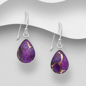 Boucles d'oreilles en argent 925ème et Turquoise Violette (Sugilite) et Cuivre