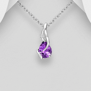 Pendentif en argent 925ème et Améthyste et zyrconium