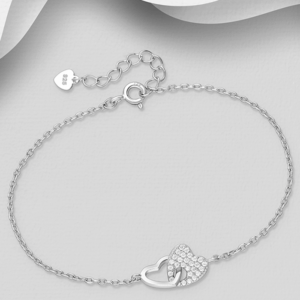 Bracelet Coeurs en argent 925ème et zyrconium