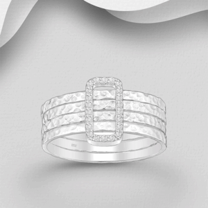 Bague en argent 925ème martelé et zyrconium