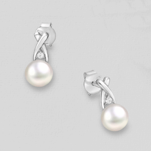 Boucles d'oreilles en argent 925ème et Perle Naturelle d'eau douce, zyrconium