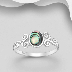 Bague en argent 925ème et Nacre d'Ormeau