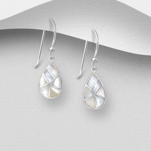 Boucles d'oreilles Mozaic en argent 925ème et Nacre blanche