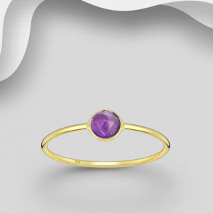 Bague en argent 925ème plaqué or 18k et Améthyste