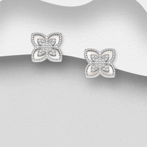 Boucles d'oreilles en argent 925ème, Nacre blanche et zyrconium