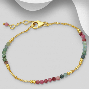 Bracelet en argent 925ème plaqué or 18k et Tourmaline