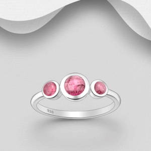 Bague en argent 925ème et Tourmaline Rose