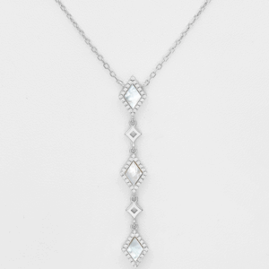Collier Losanges en argent 925ème, Nacre et zyrconium