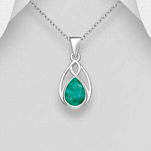 Pendentif en argent 925ème et Agate verte