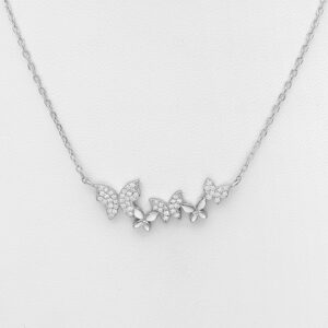 Collier Papillons en argent 925ème et zyrconium