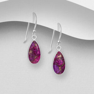 Boucles d'oreilles en argent 925ème et Turquoise Violette (Sugilite) et Cuivre