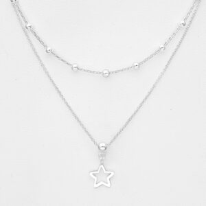 Collier doubles rangs et étoile en argent 925ème