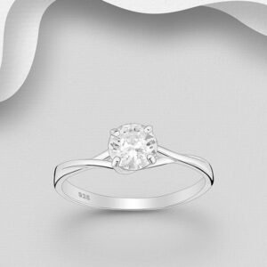 Bague en argent 925ème surmontée d'un zyrconium