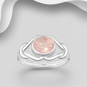 Bague en argent 925ème et Quartz Rose